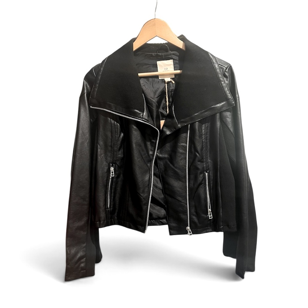 Thread & Supply Women’s Faux Leather Moto Jacket Black, Medium